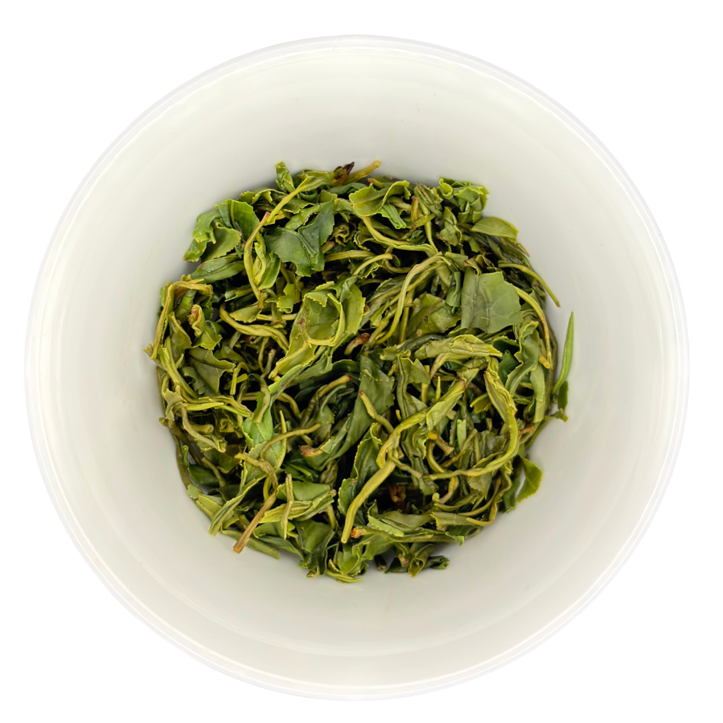 the unfurled leaves of green jade tea