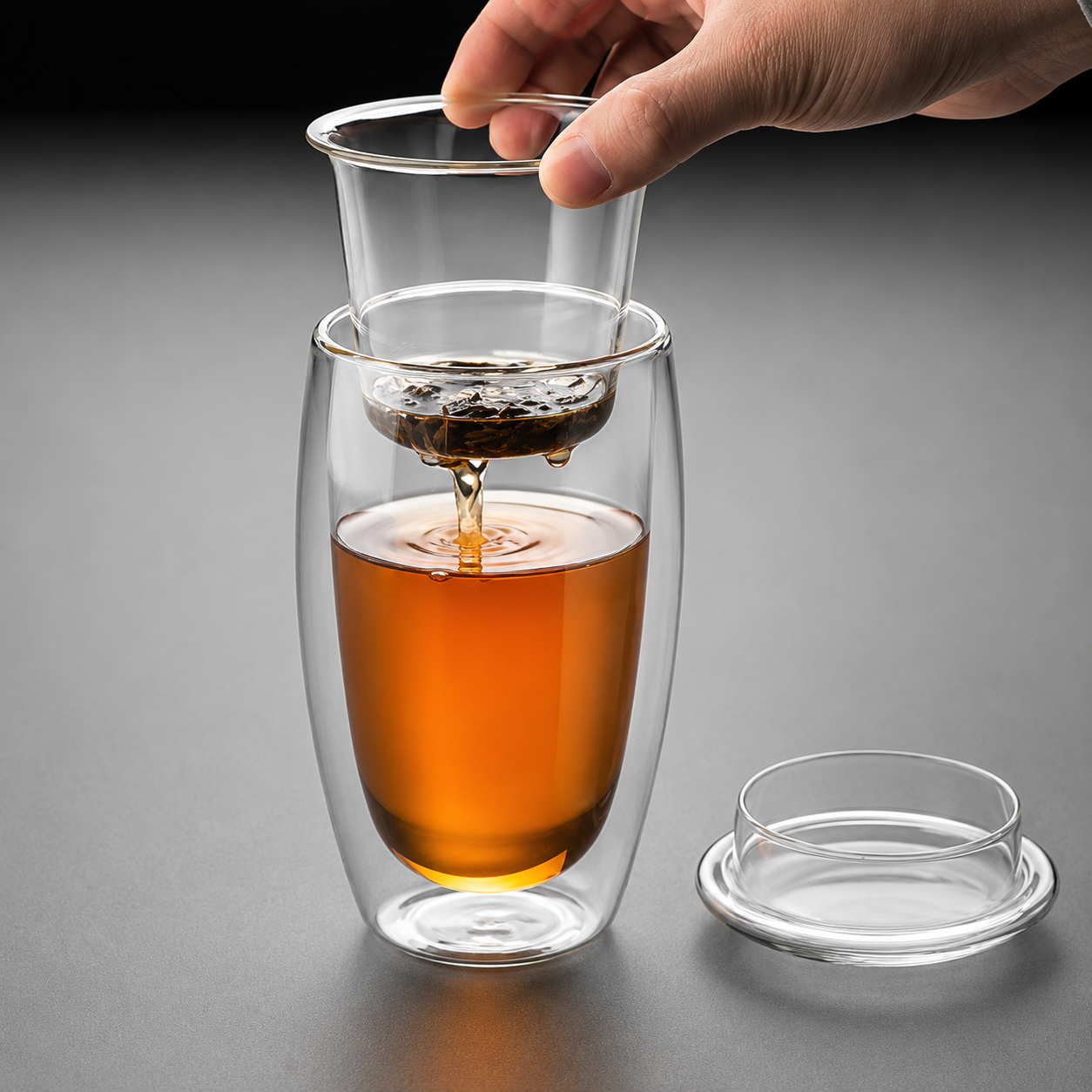 4 Oolong Sampler Pack with Double-Walled Infuser Mug brewing guide image