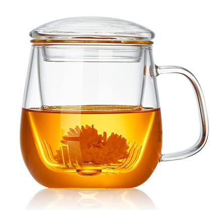 Glass Infuser Mug w/Holder Lid