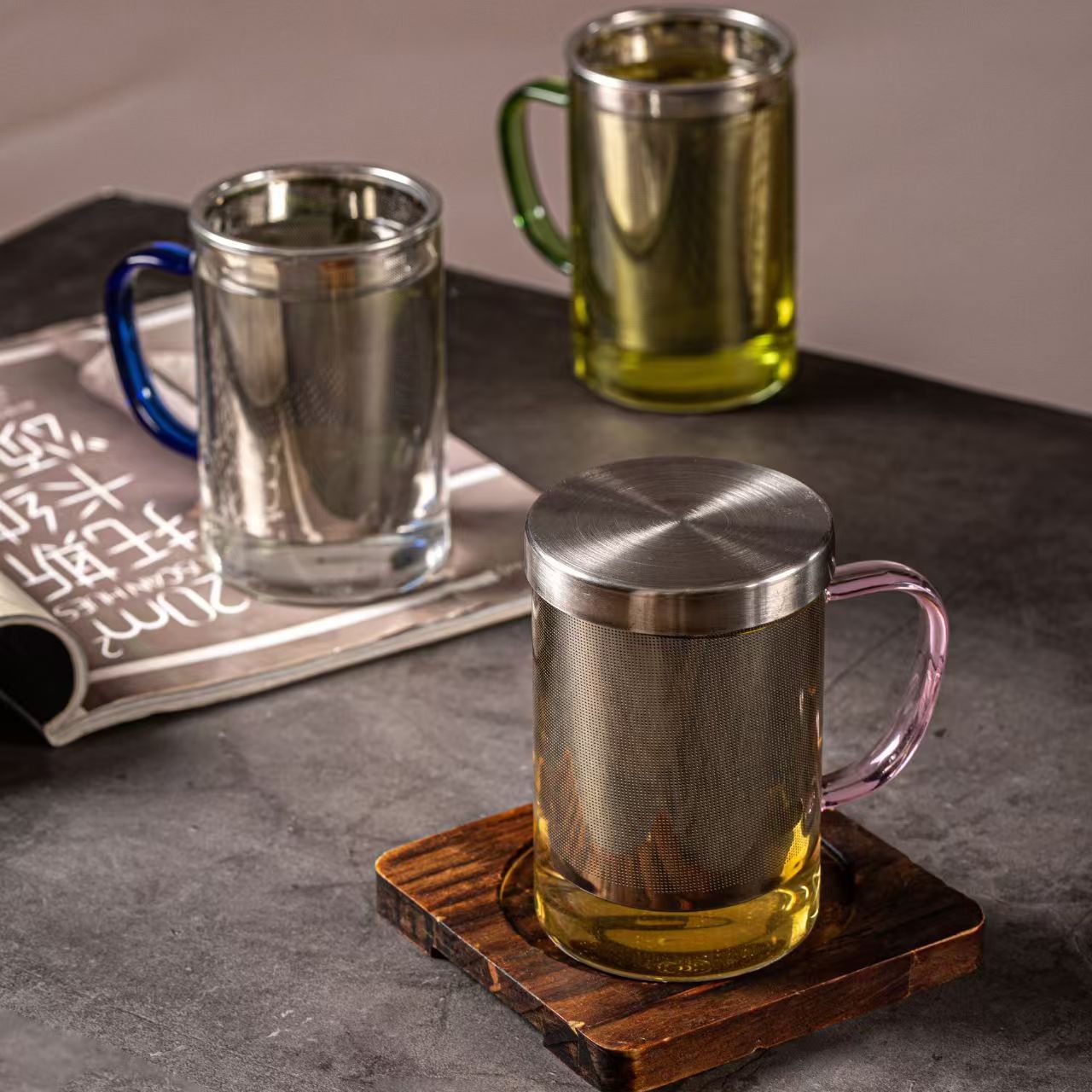 Glass Mug w/Stainless Steel Infuser Set