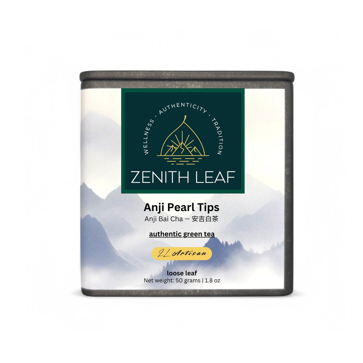the packaging for anji bai cha (anji pearl tips) ZL artisan