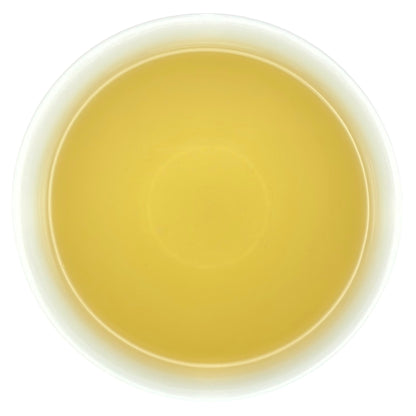 close up of bai mu dan (white peony) tea liquor