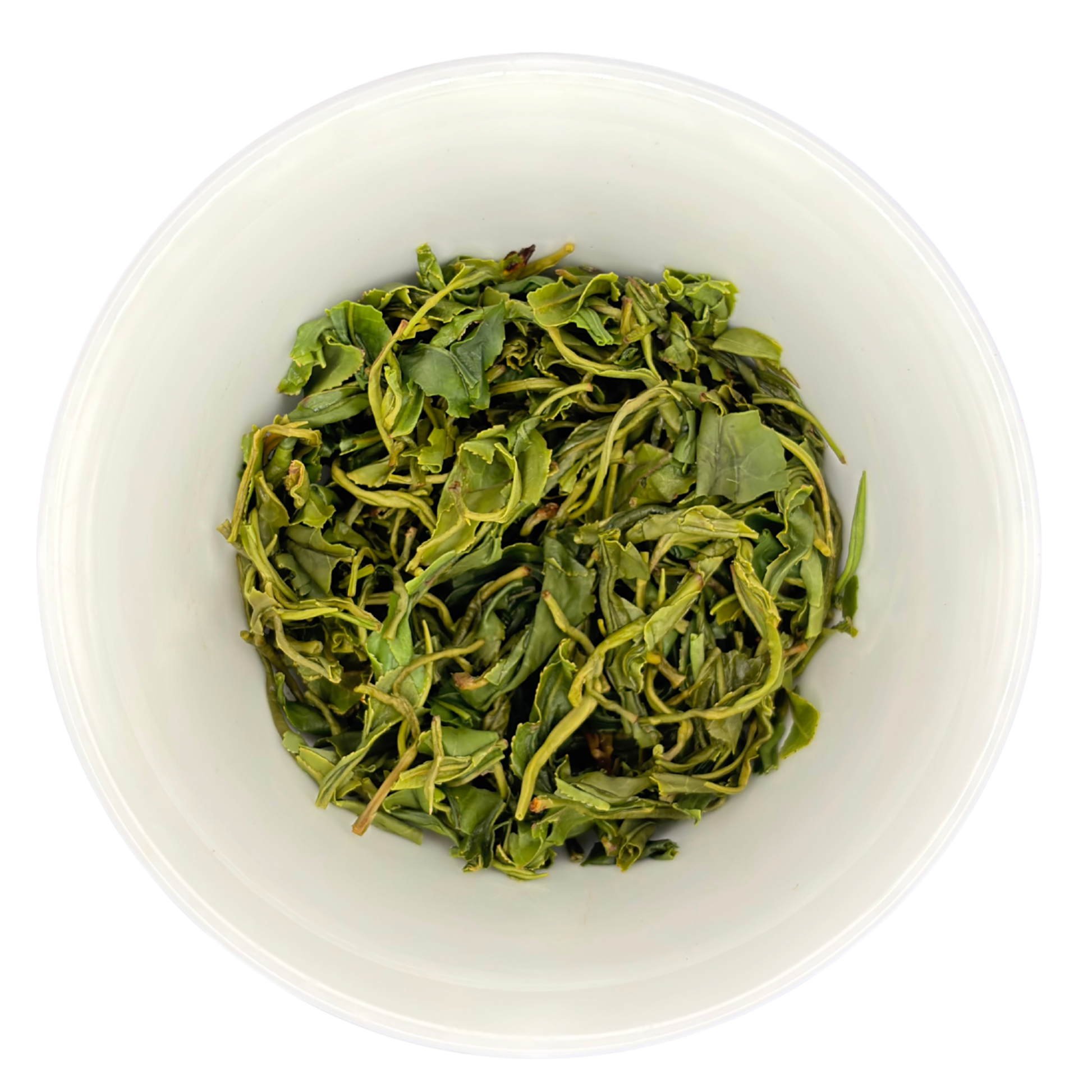 the unfurled leaves of green jade tea