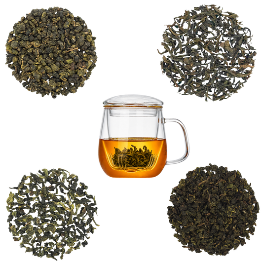 4 Oolong Sampler Pack with Glass Infuser Mug